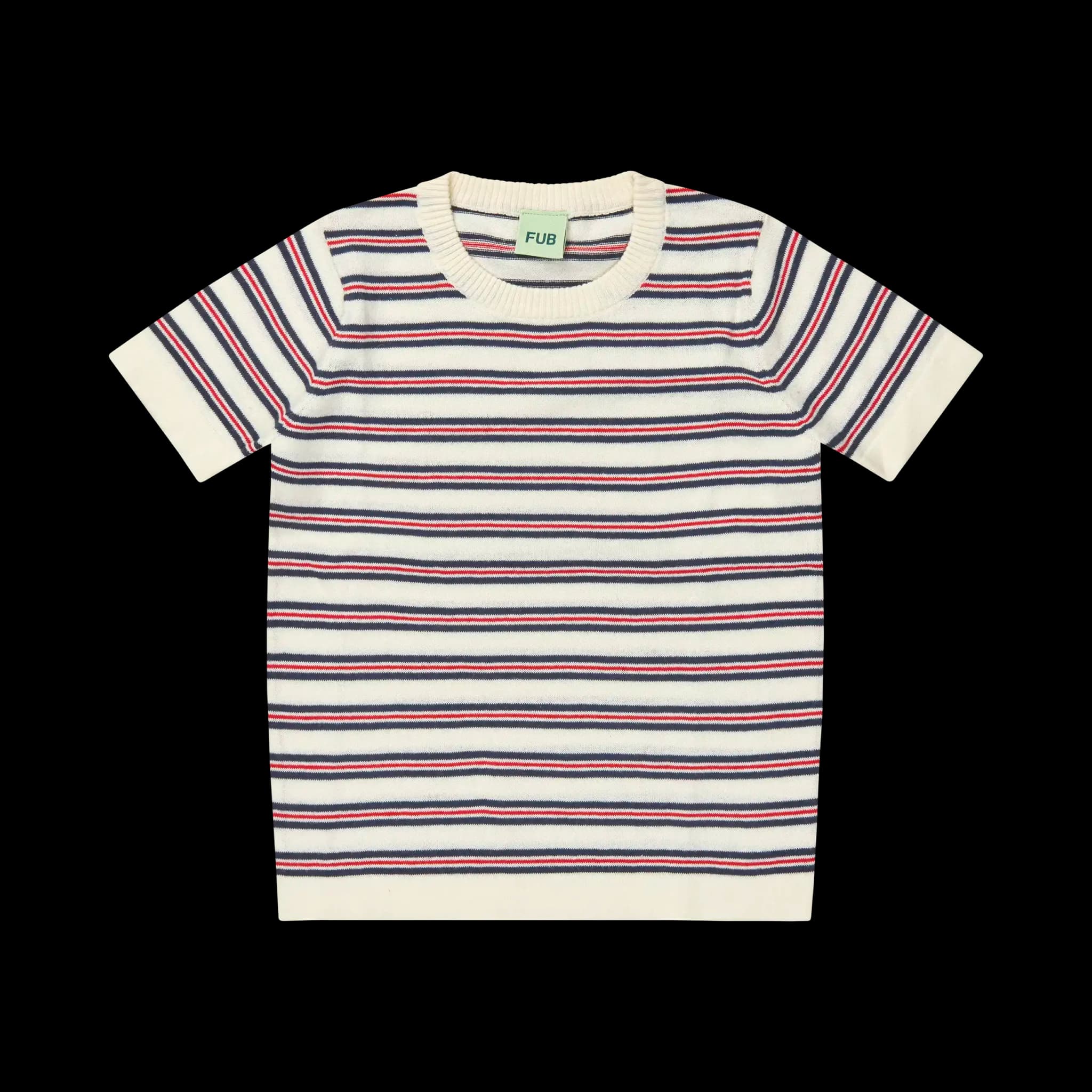 FUB — FUB / Stribet Bomulds T-shirt / Ecru Dark Navy