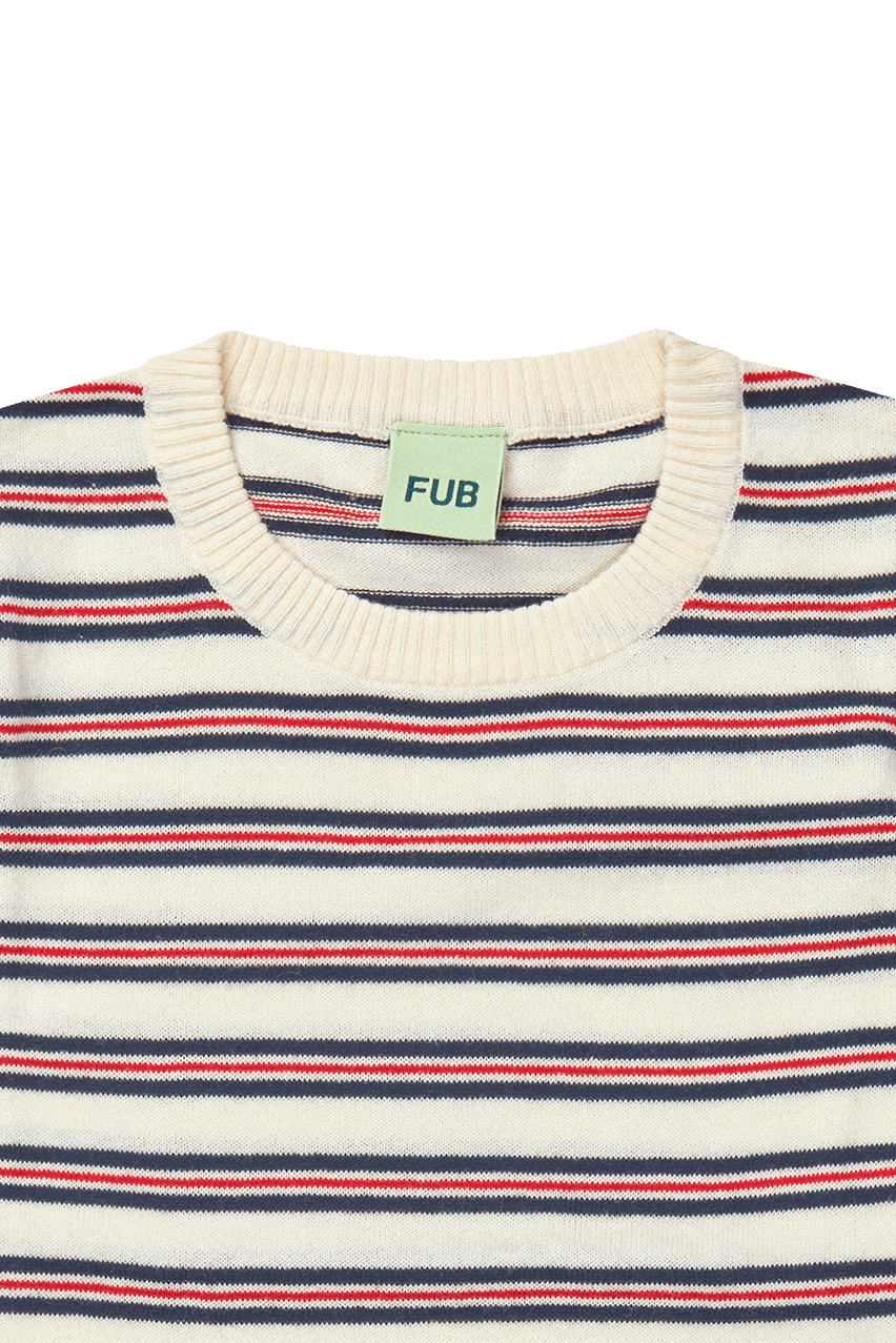 FUB — FUB / Stribet Bomulds T-shirt / Ecru Dark Navy — alternativt billede