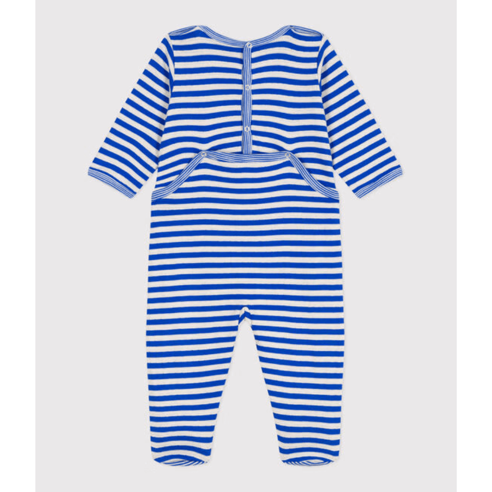 Petit Bateau / Heldragt med fødder / Blå Striber og Hjerte — billede 2