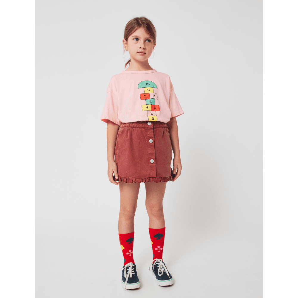 Bobo Choses / Tic Tac Toe denim nederdel / burgundy