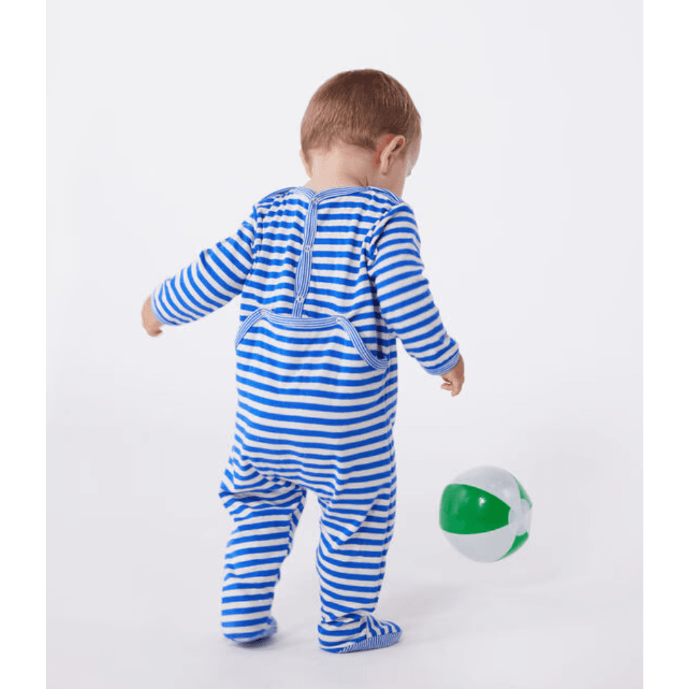 Petit Bateau / Heldragt med fødder / Blå Striber og Hjerte — billede 4
