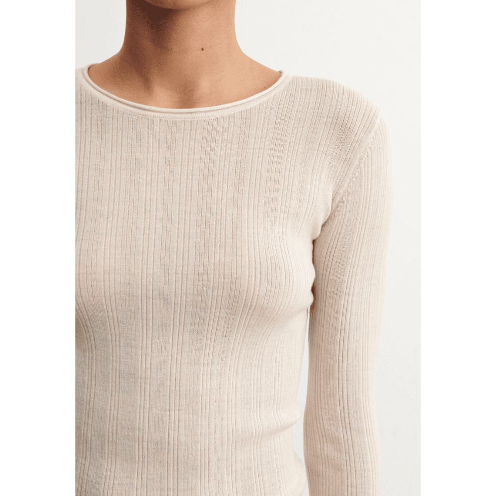 FUB Woman / Rib Uld Bluse / Ecru — billede 3