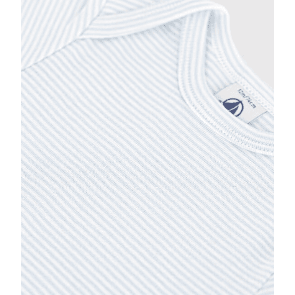Petit Bateau / Kortærmet Body / Lyseblå Striber — billede 3