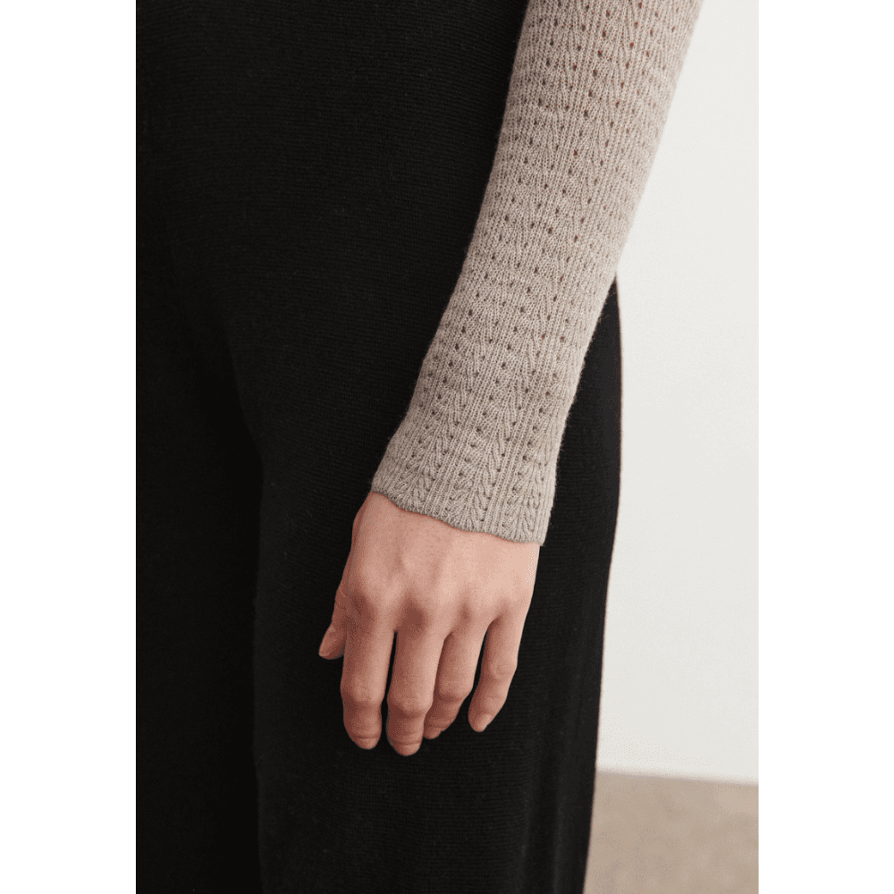 FUB Woman / High Neck Pointelle Bluse / Oat Melange — billede 4