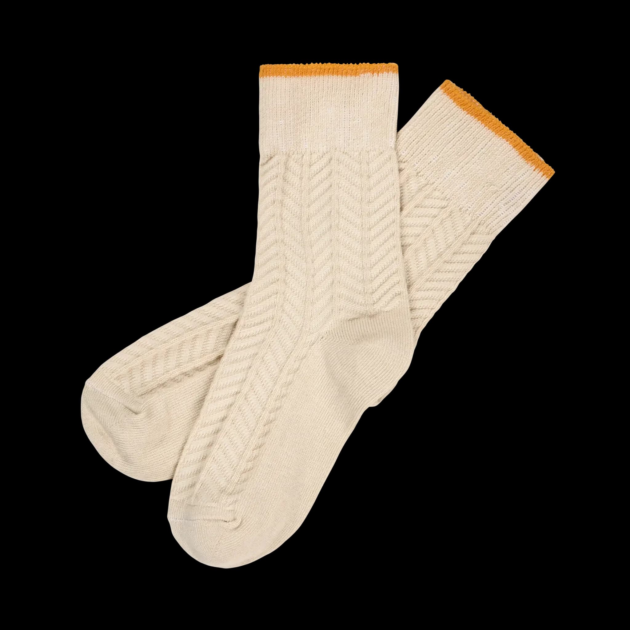 FUB / Herringbone Bomulds Strømper / Ecru