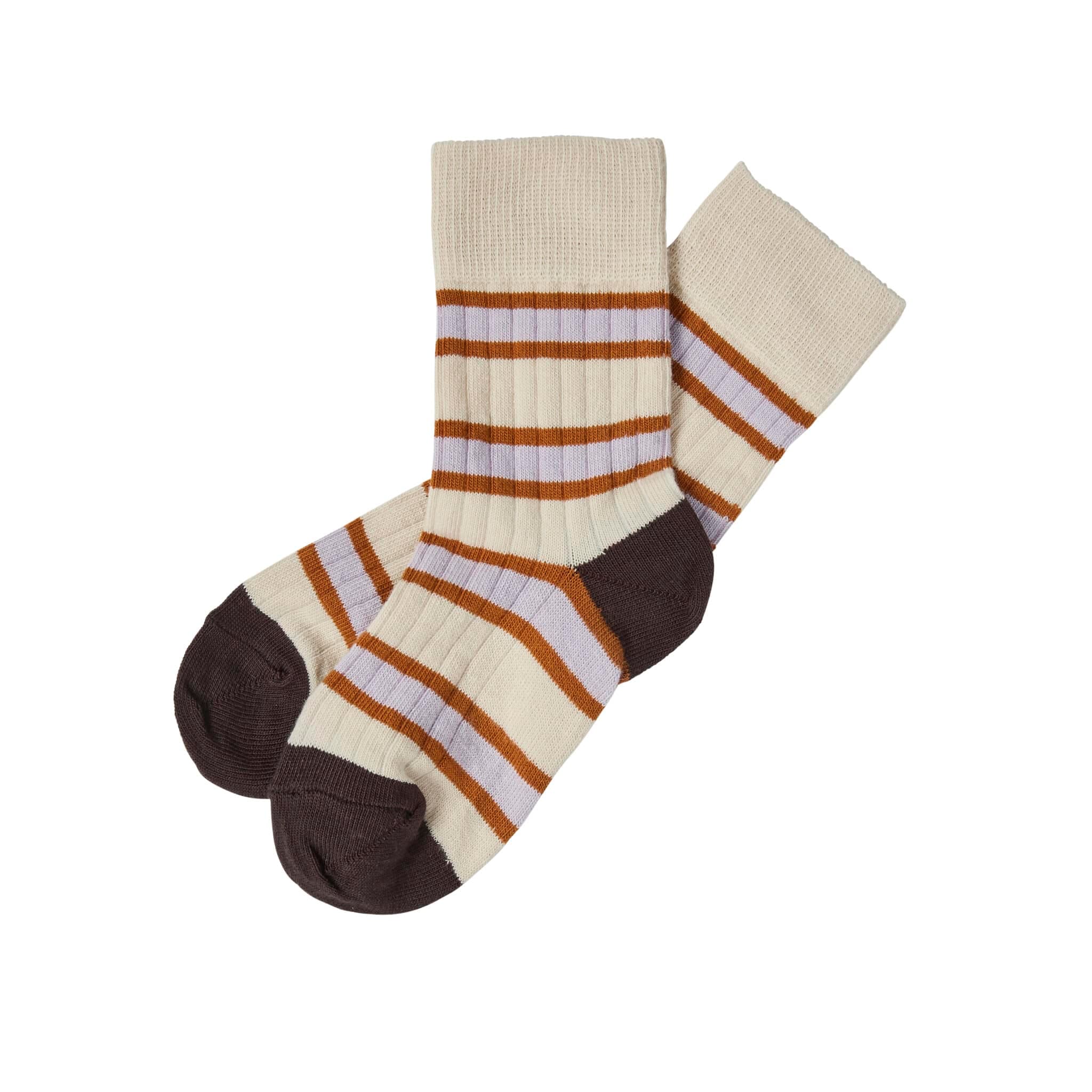FUB — FUB / Stribede strømper / mulberry heather