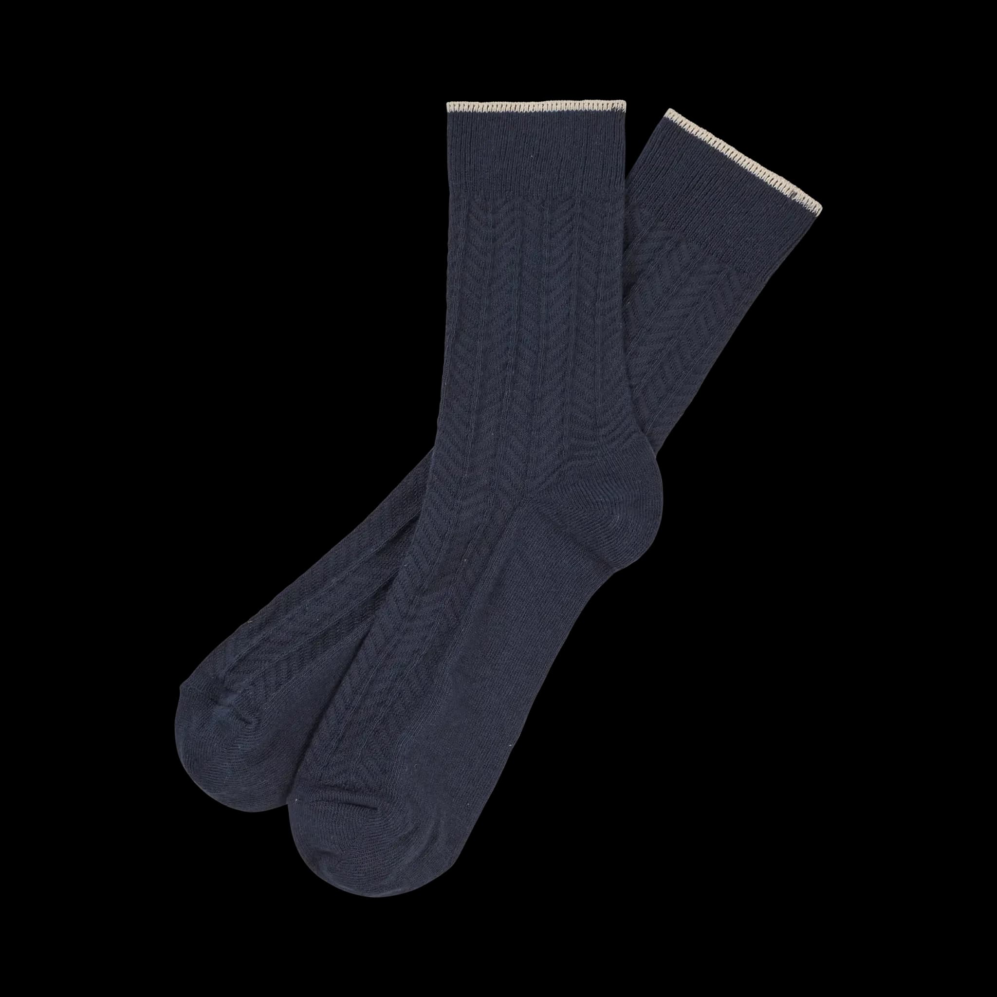 FUB Woman — FUB Woman / Herringbone Bomulds Strømper / Dark Navy