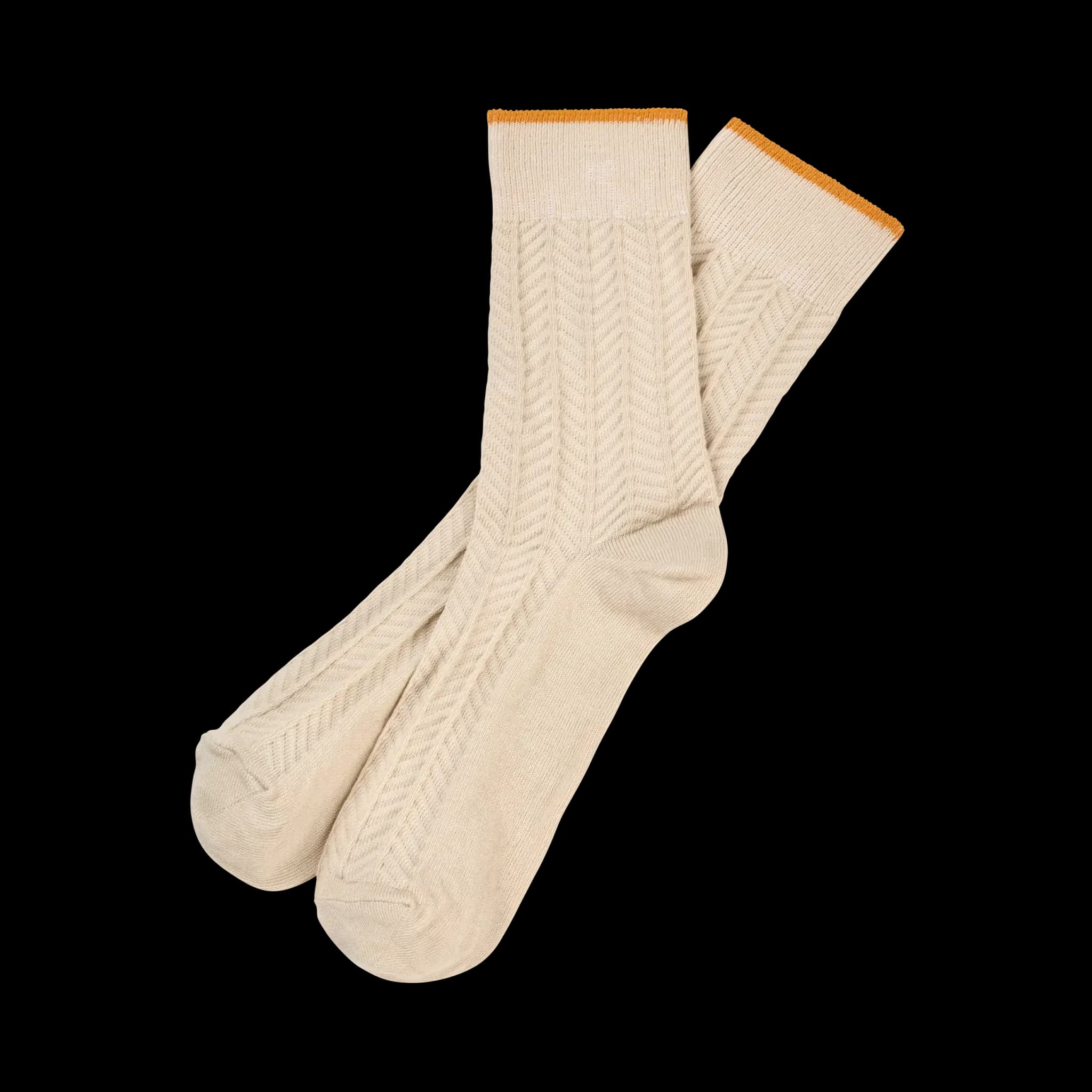 FUB Woman — FUB Woman / Herringbone Bomulds Strømper / Ecru