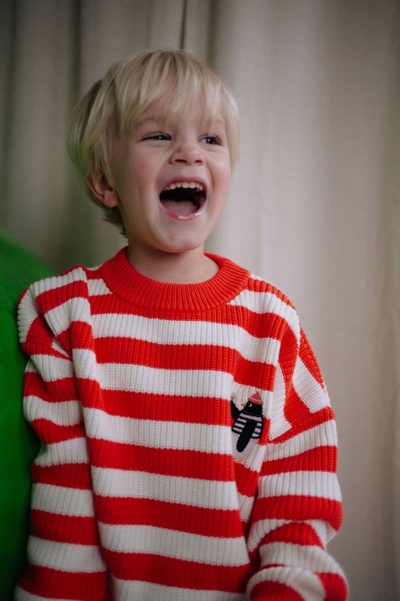 Daily Brat / Strikket Sweater med striber / Pingvin — billede 2