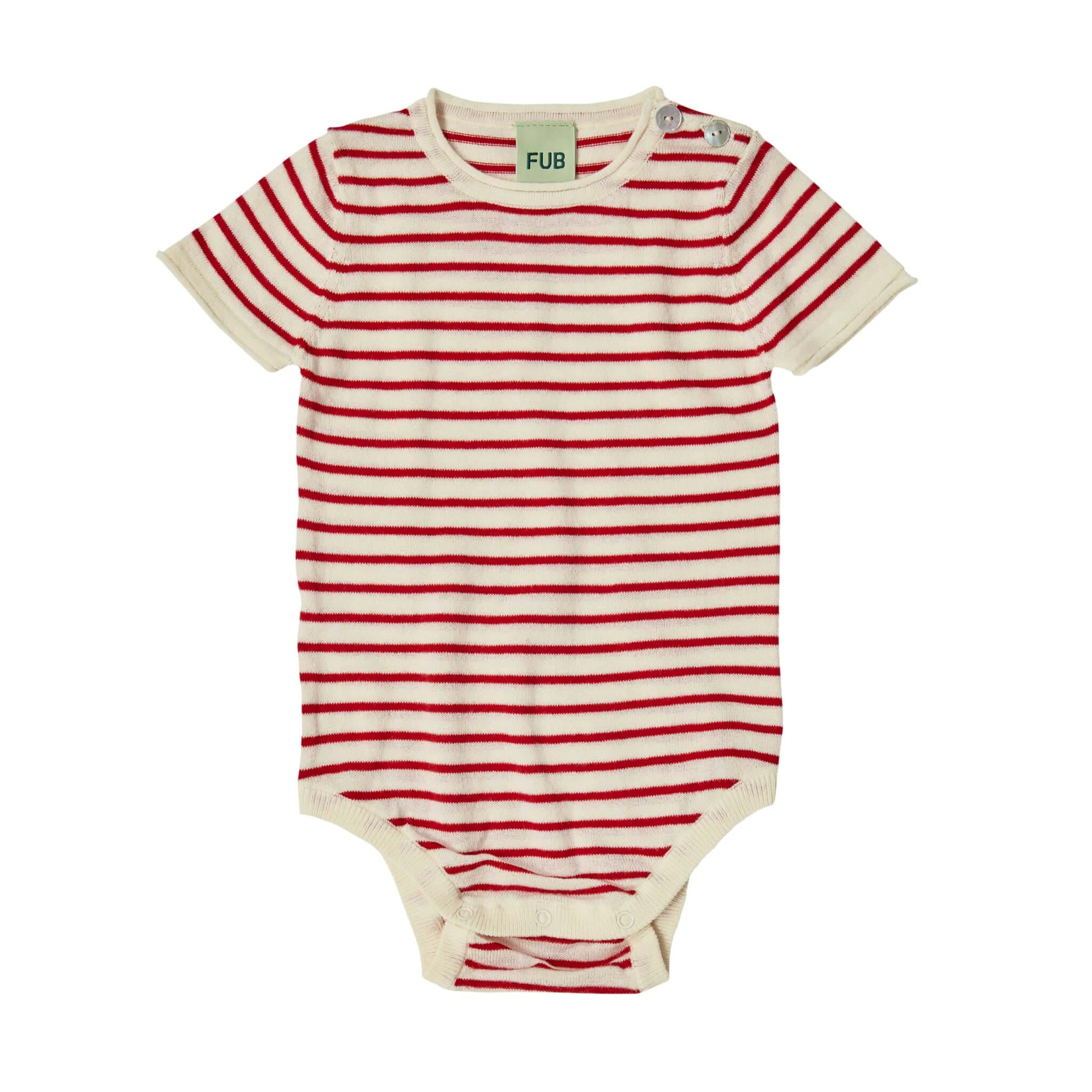 FUB — FUB / Kortærmet body bomuld / Crimson striber