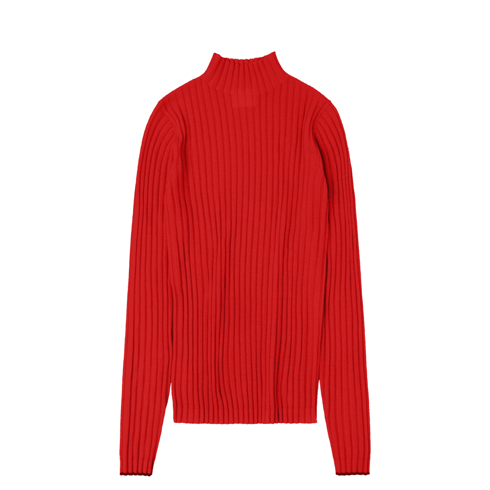 FUB Woman / High Neck Rib Uld Bluse / Signal Red