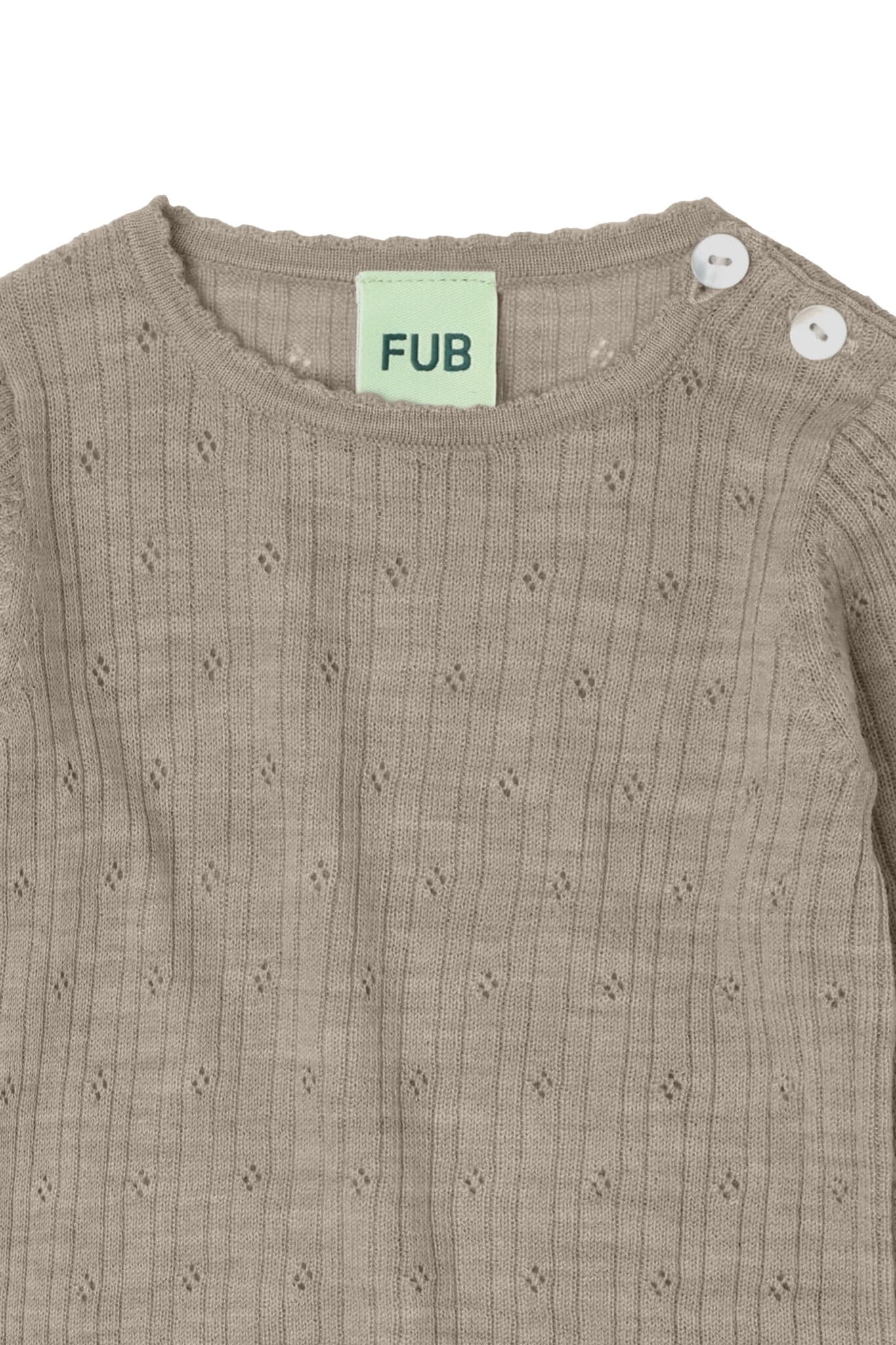 FUB — FUB / Baby Uld Pointelle Body / Oat Melange — alternativt billede