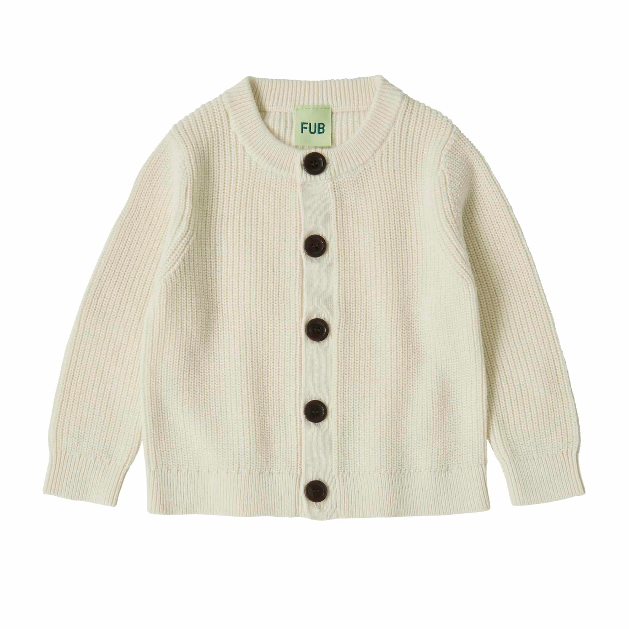 FUB — FUB / Baby rib cardigan bomuld / Ecru