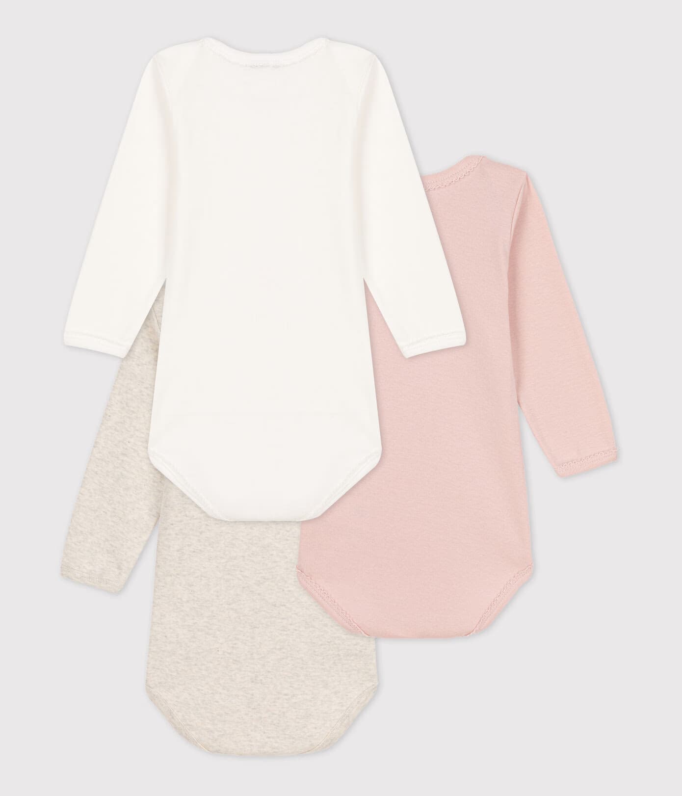 Petit Bateau / 3 pak langærmet body / ensfarvet rosa — billede 2