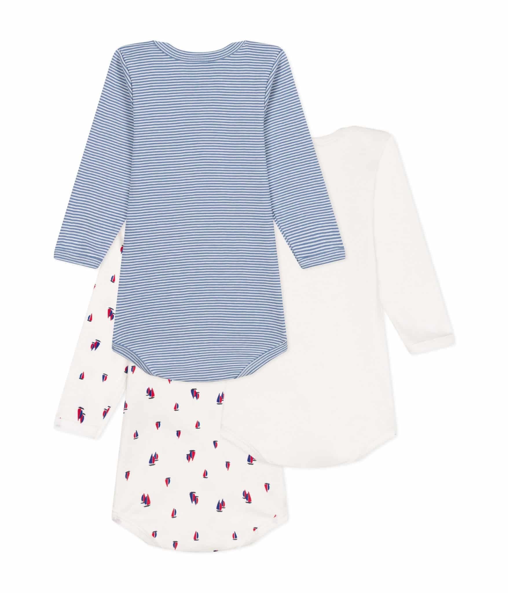 Petit Bateau / 3 pak langærmet body / seljbåde — billede 3