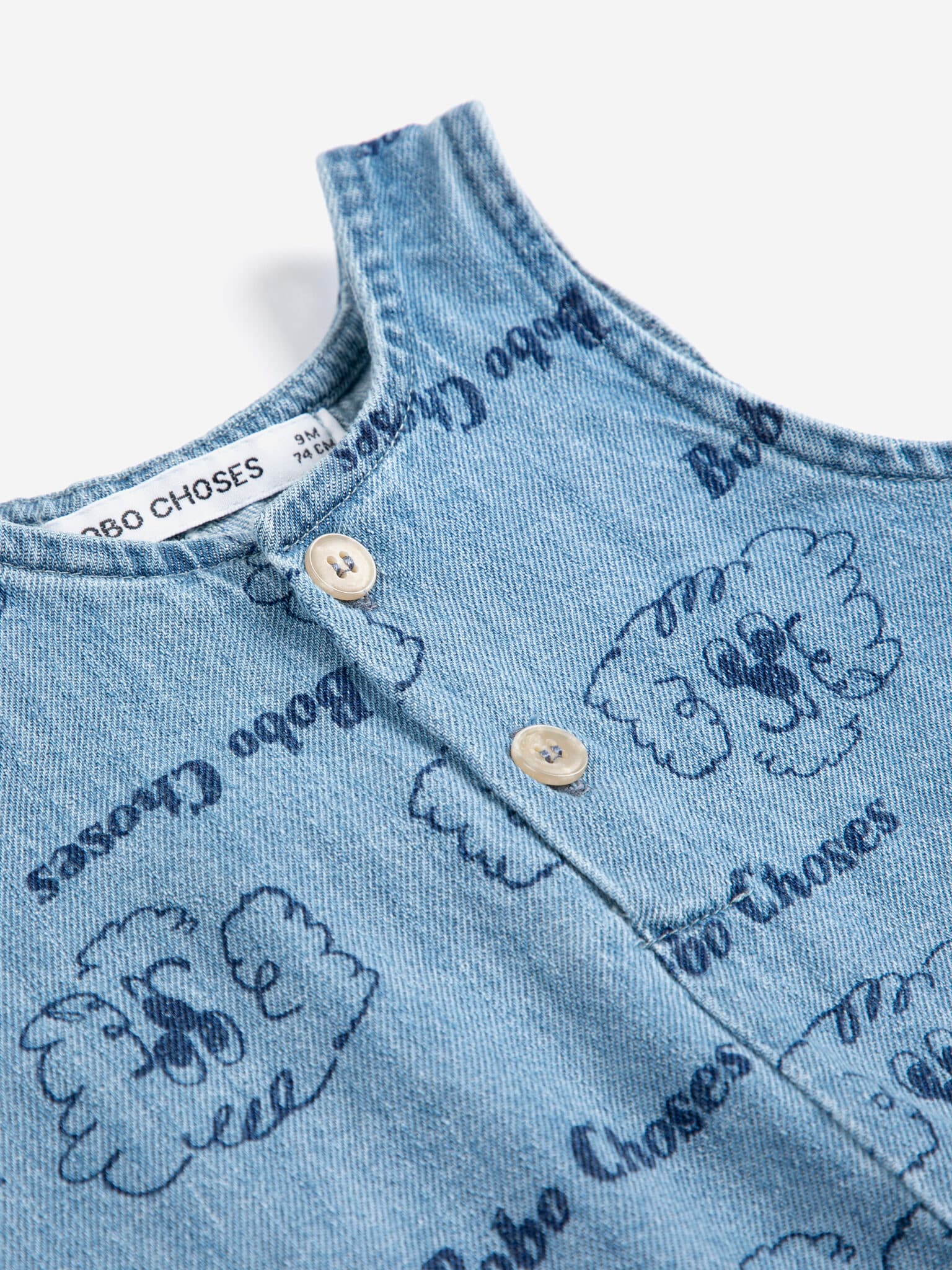 Bobo Choses / Pickles The Dog all over denim playsuit Baby — billede 2
