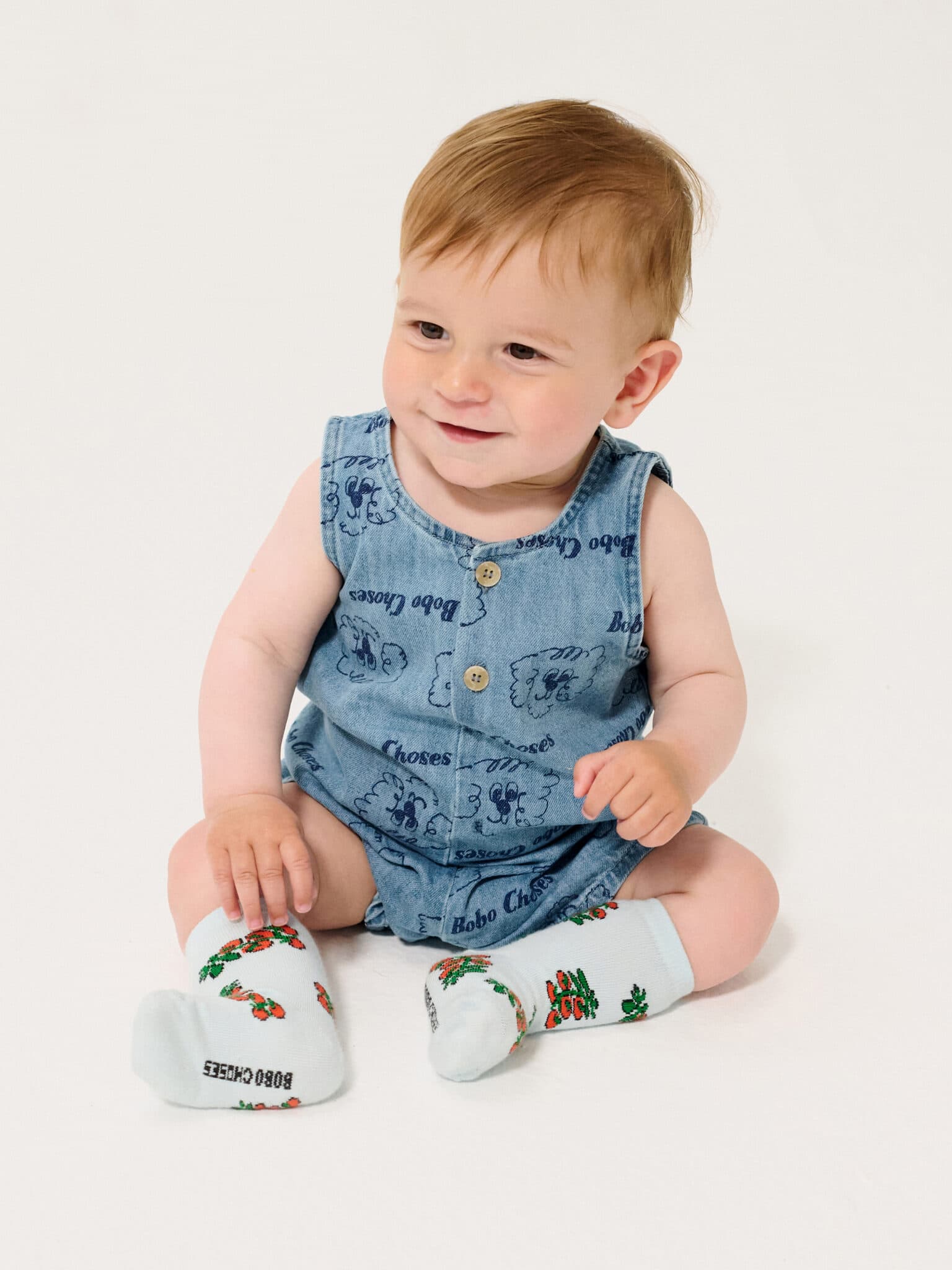 Bobo Choses / Pickles The Dog all over denim playsuit Baby — billede 4