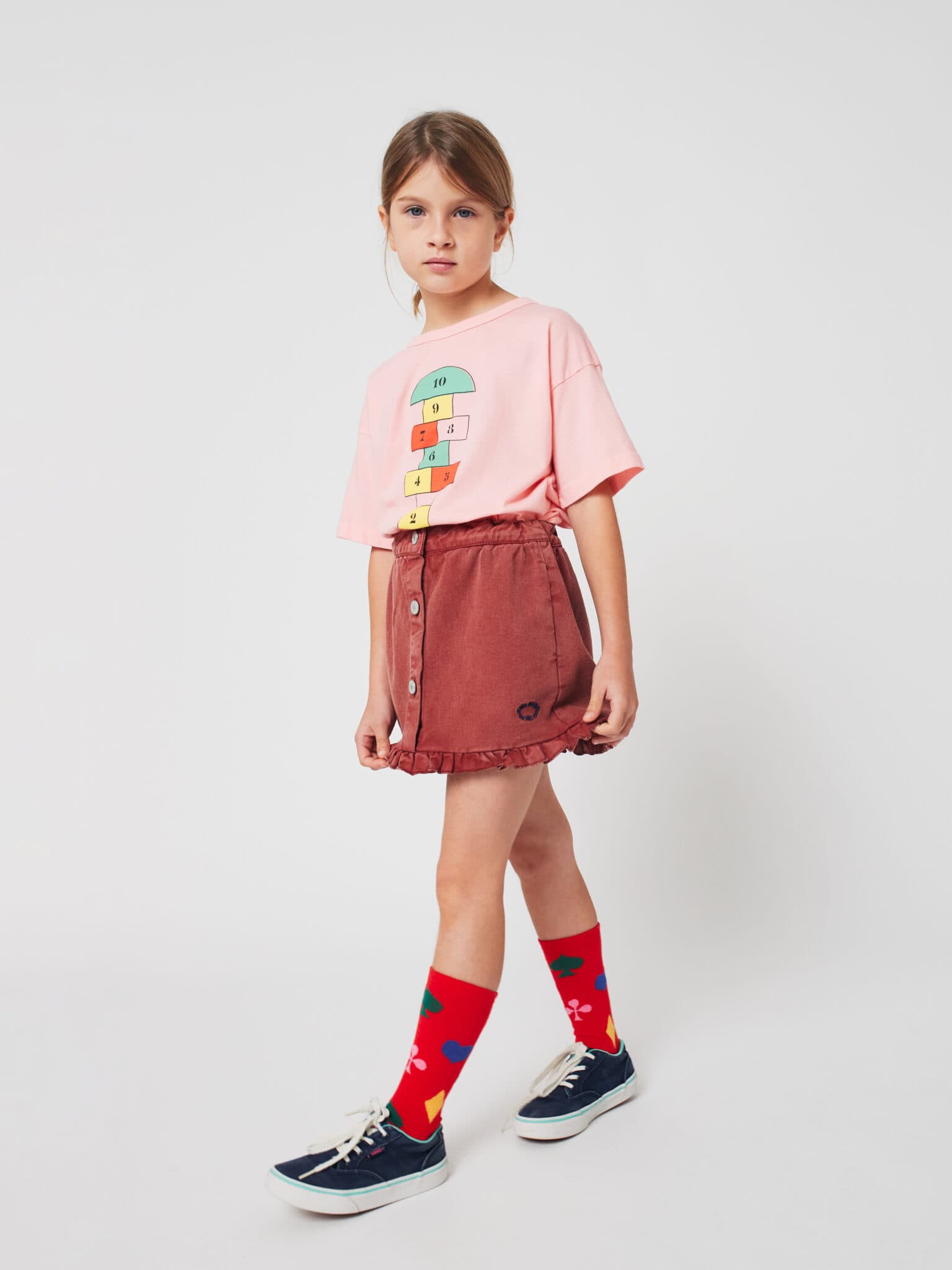 Bobo Choses / Tic Tac Toe denim nederdel / burgundy — billede 3