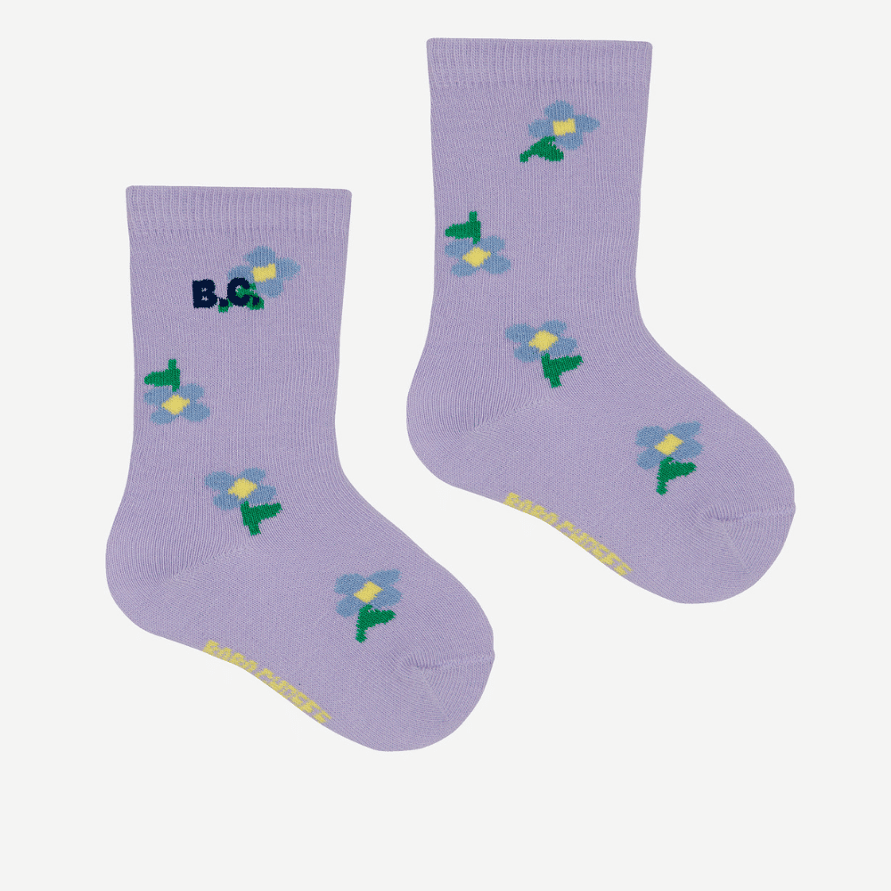 Bobo Choses / Baby Strømper / lilla blomster