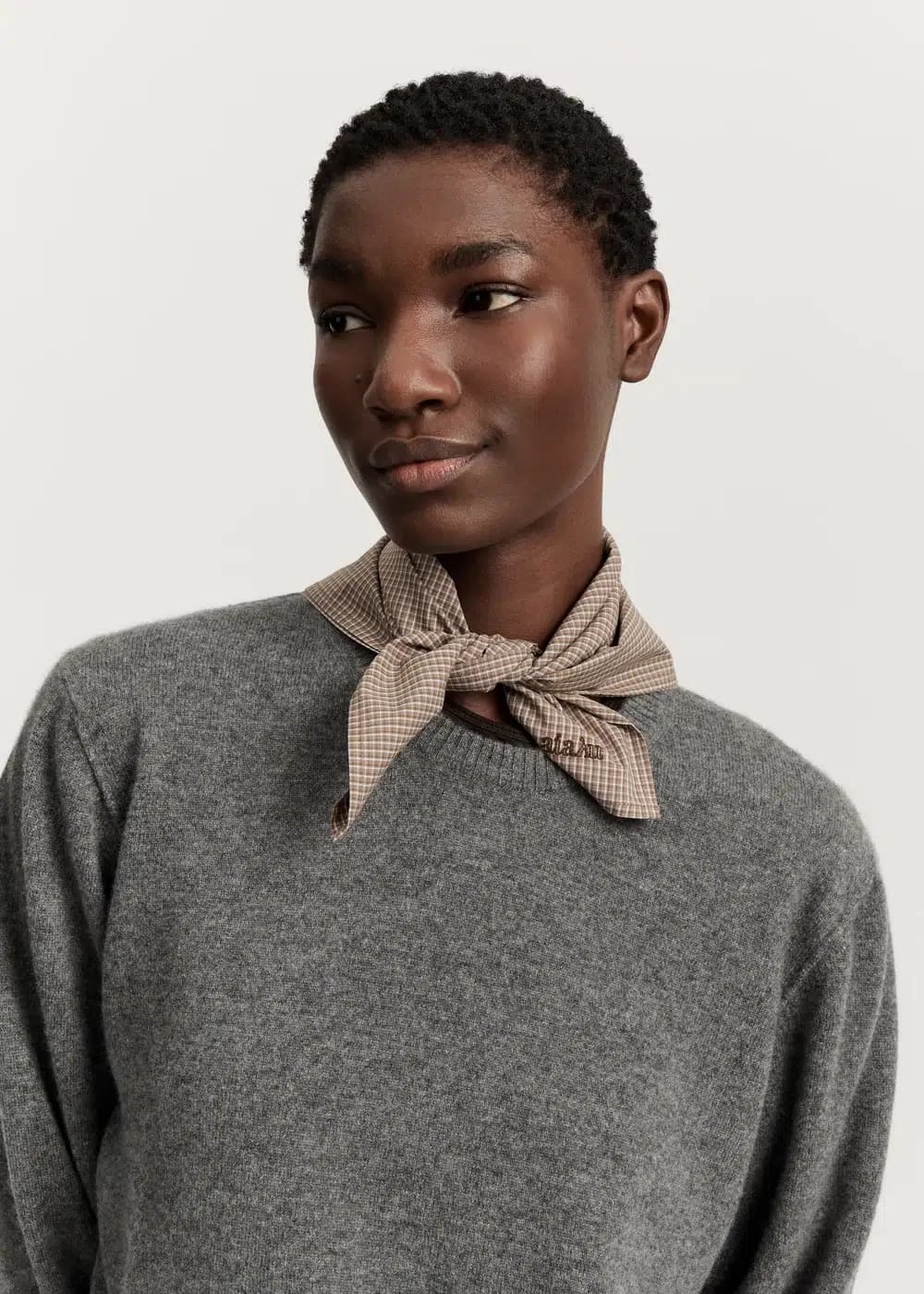 Aiayu / Charlie Scarf Check / Mix Fossil — billede 3