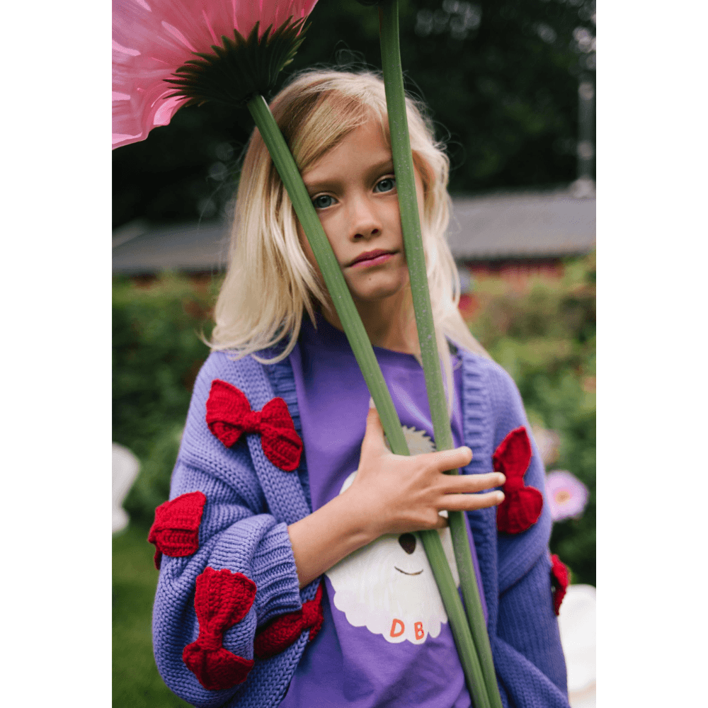 Daily Brat / Strik Cardigan med sløjfer / Lilla — billede 2