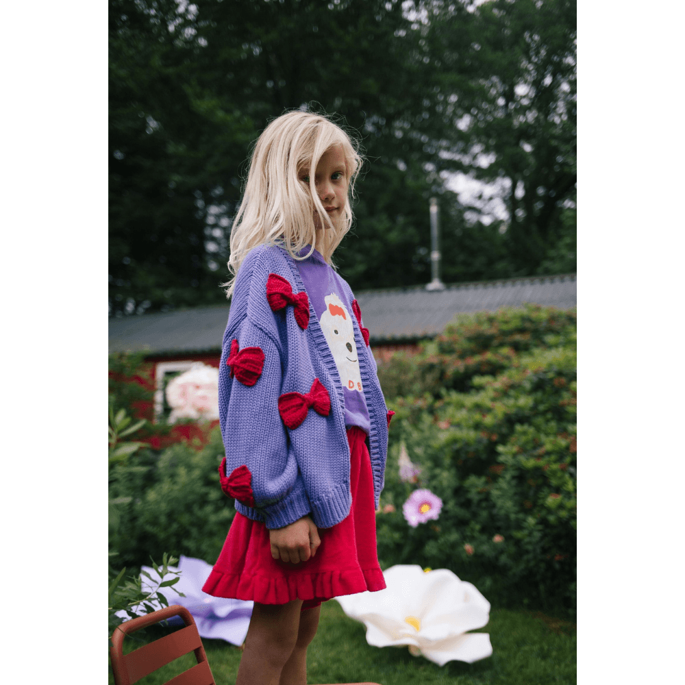 Daily Brat / Strik Cardigan med sløjfer / Lilla — billede 3
