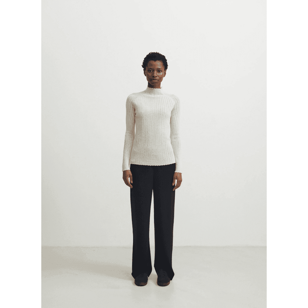 FUB — FUB Woman / Højhalset Pointelle Uld Bluse / Ecru — alternativt billede