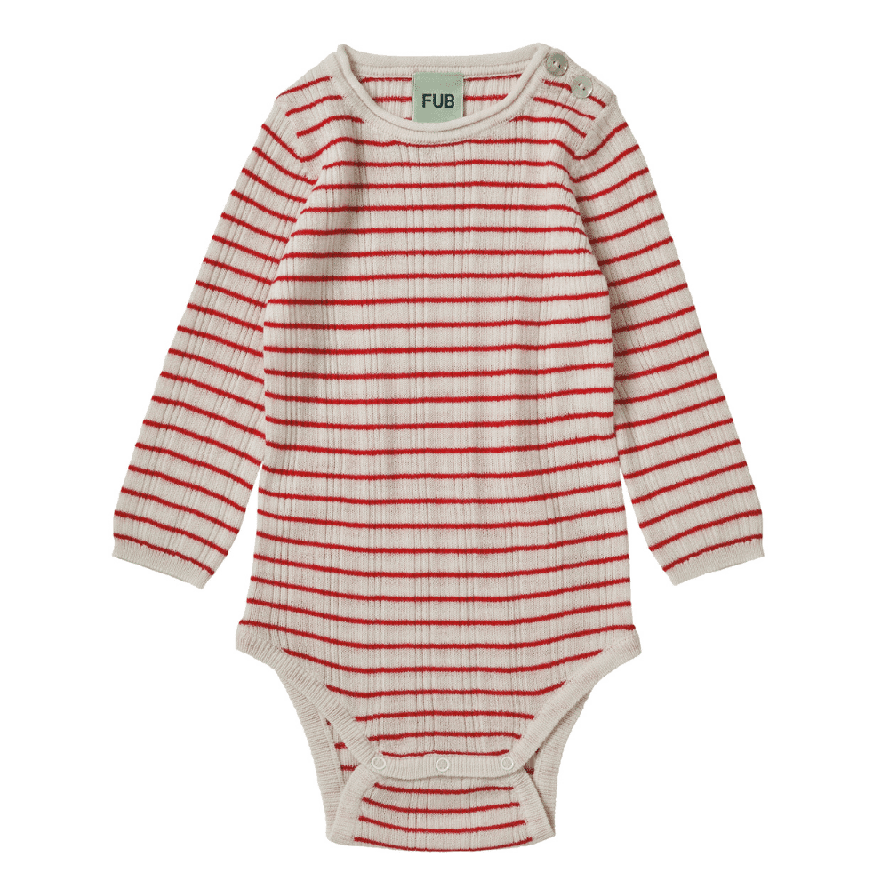 FUB — FUB / Baby rib uld body / røde striber