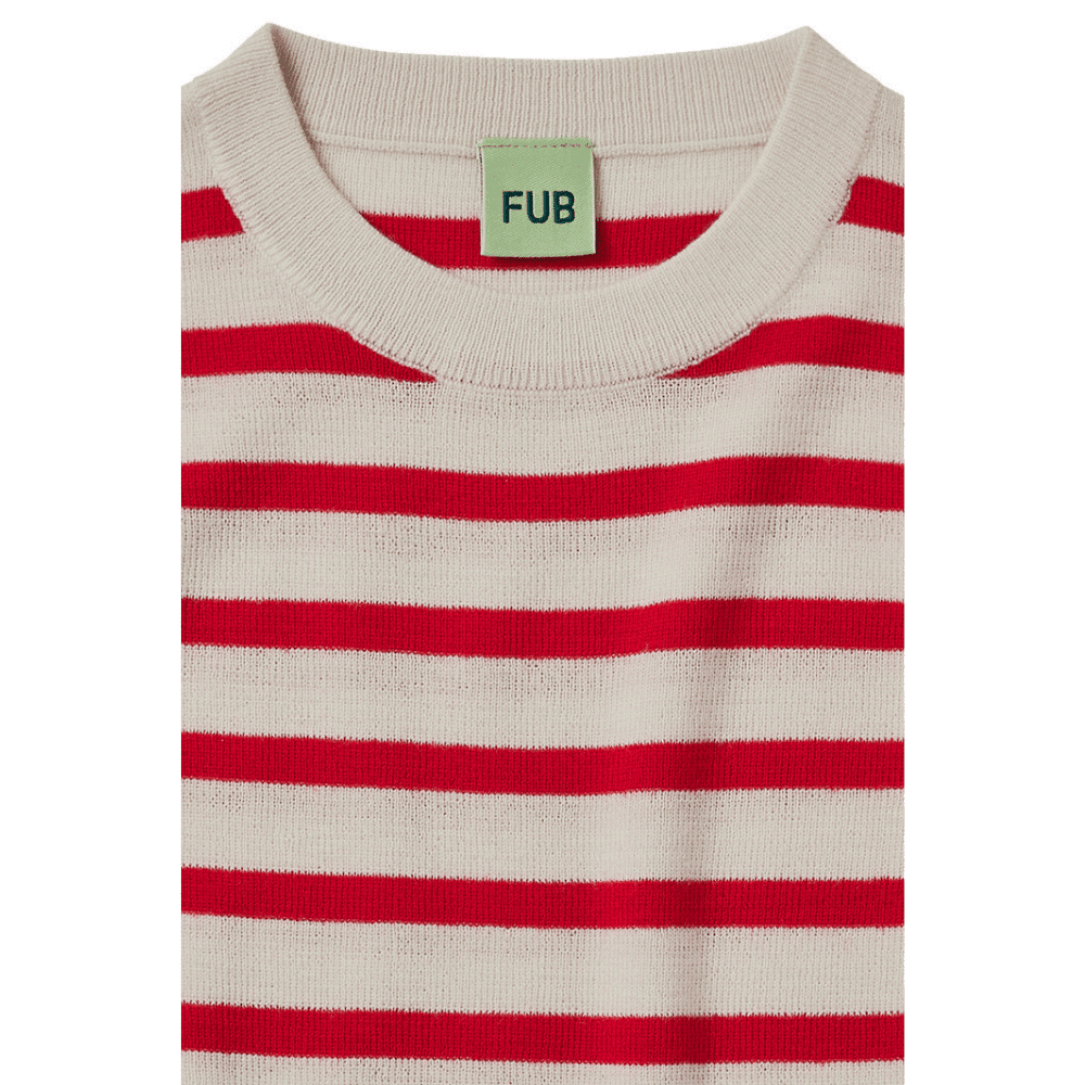FUB — FUB / Langærmet uld bluse / røde striber — alternativt billede