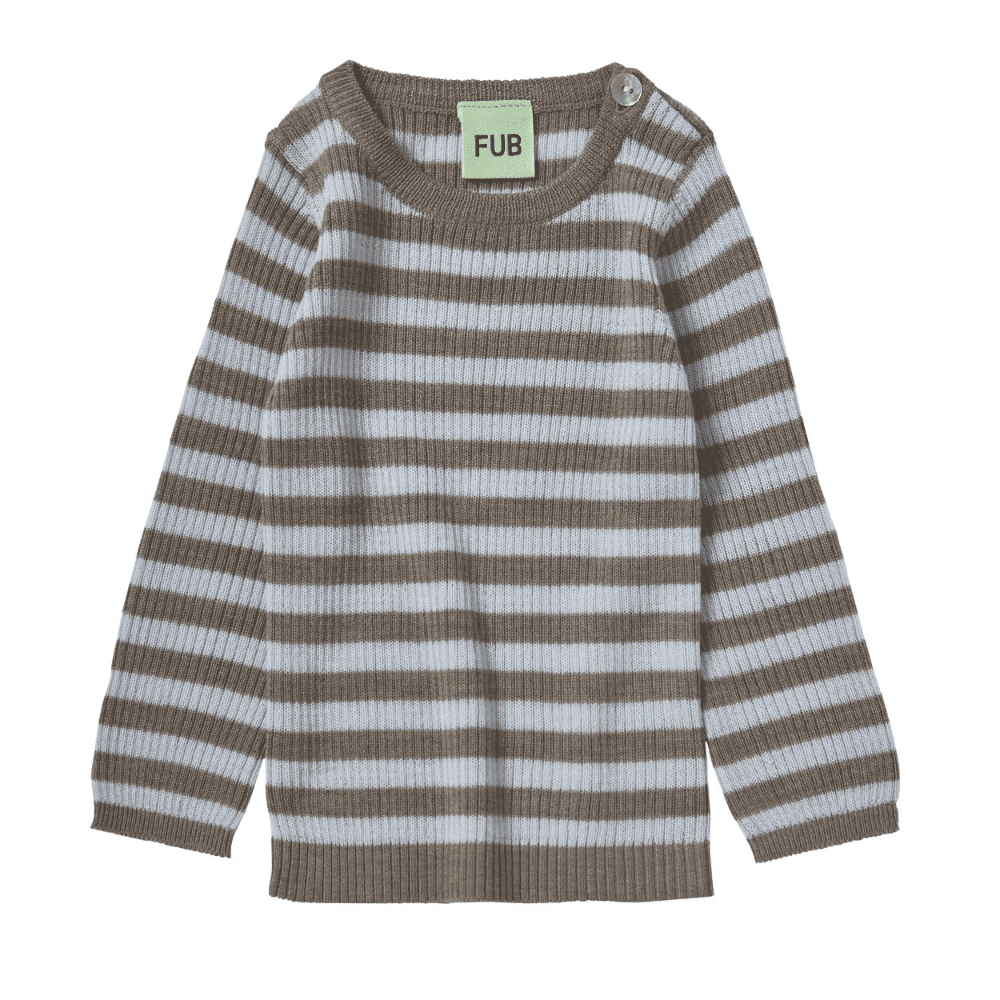 FUB — FUB / Baby rib uld bluse / hazel melange ice striber