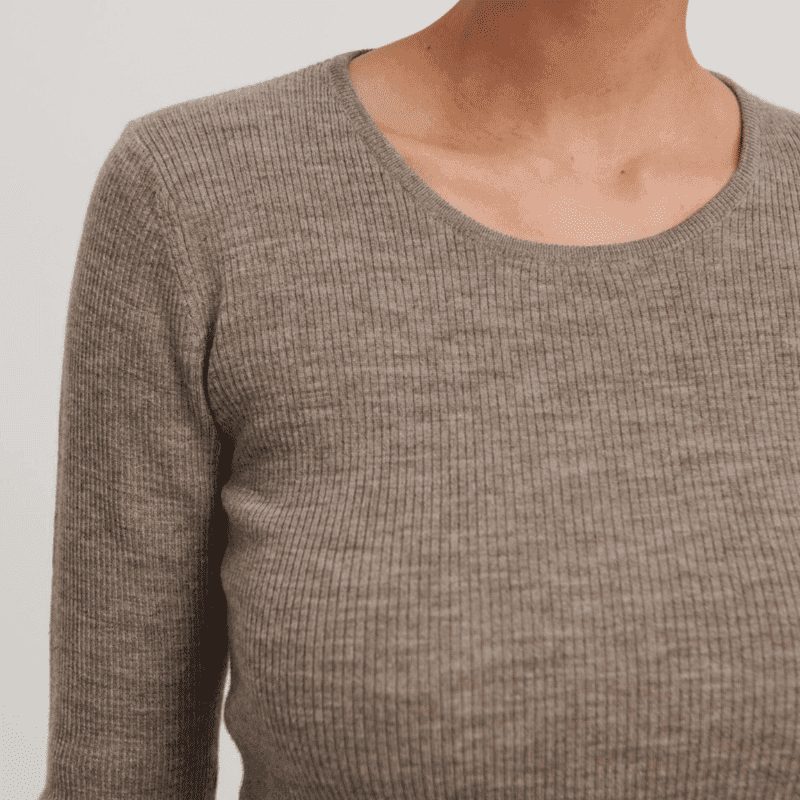 FUB — FUB / Rib Uld Bluse / Beige melange