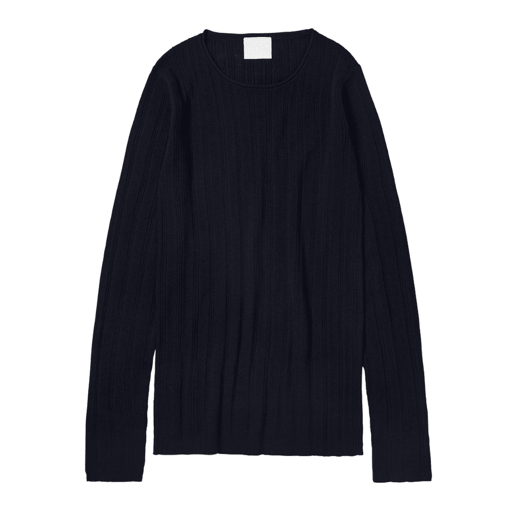 FUB — FUB Woman / Langærmet Uld Rib Bluse / Dark navy