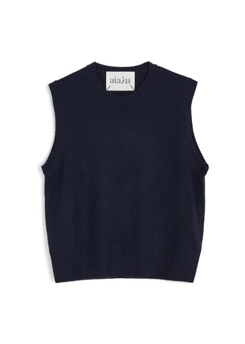 Aiayu / Ingeborg Cashmere vest / Black Blue