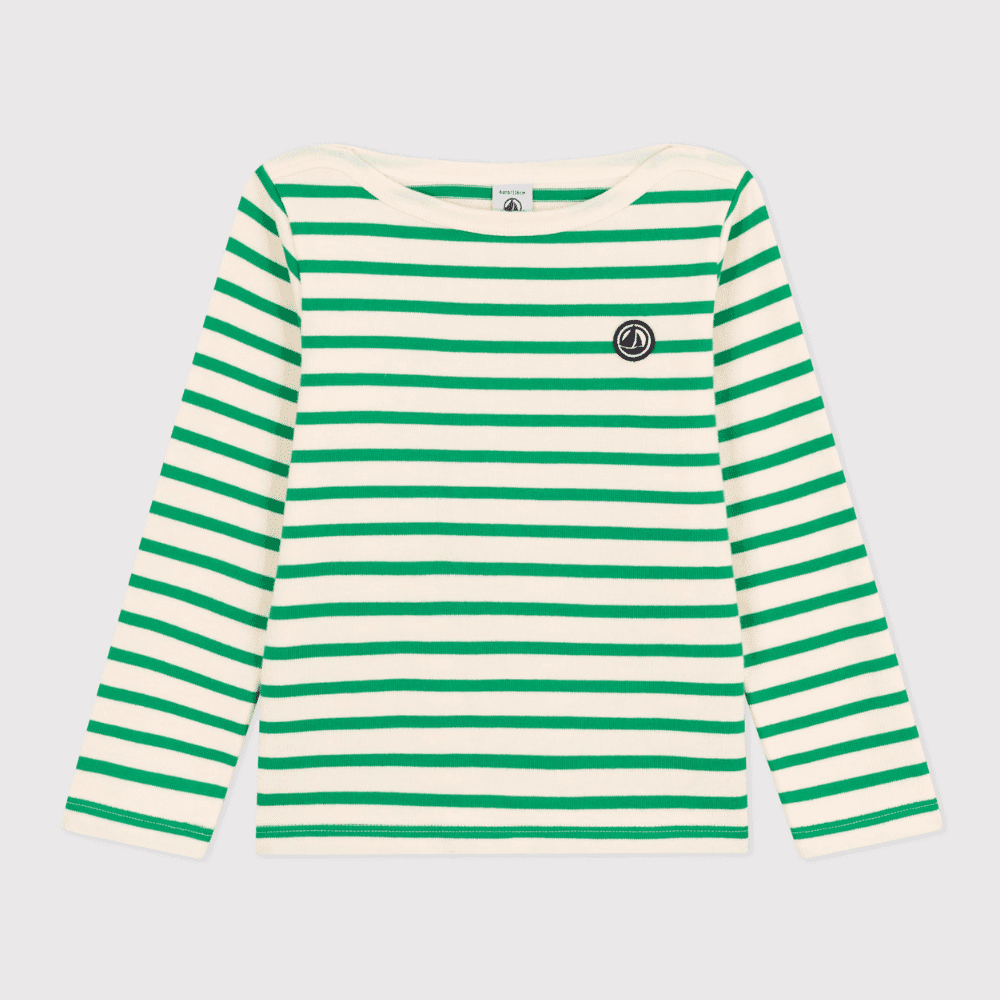 Petit Bateau — Petit Bateau / Langærmet bluse med striber / grøn