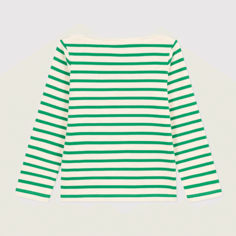 Petit Bateau / Langærmet bluse med striber / grøn — billede 3