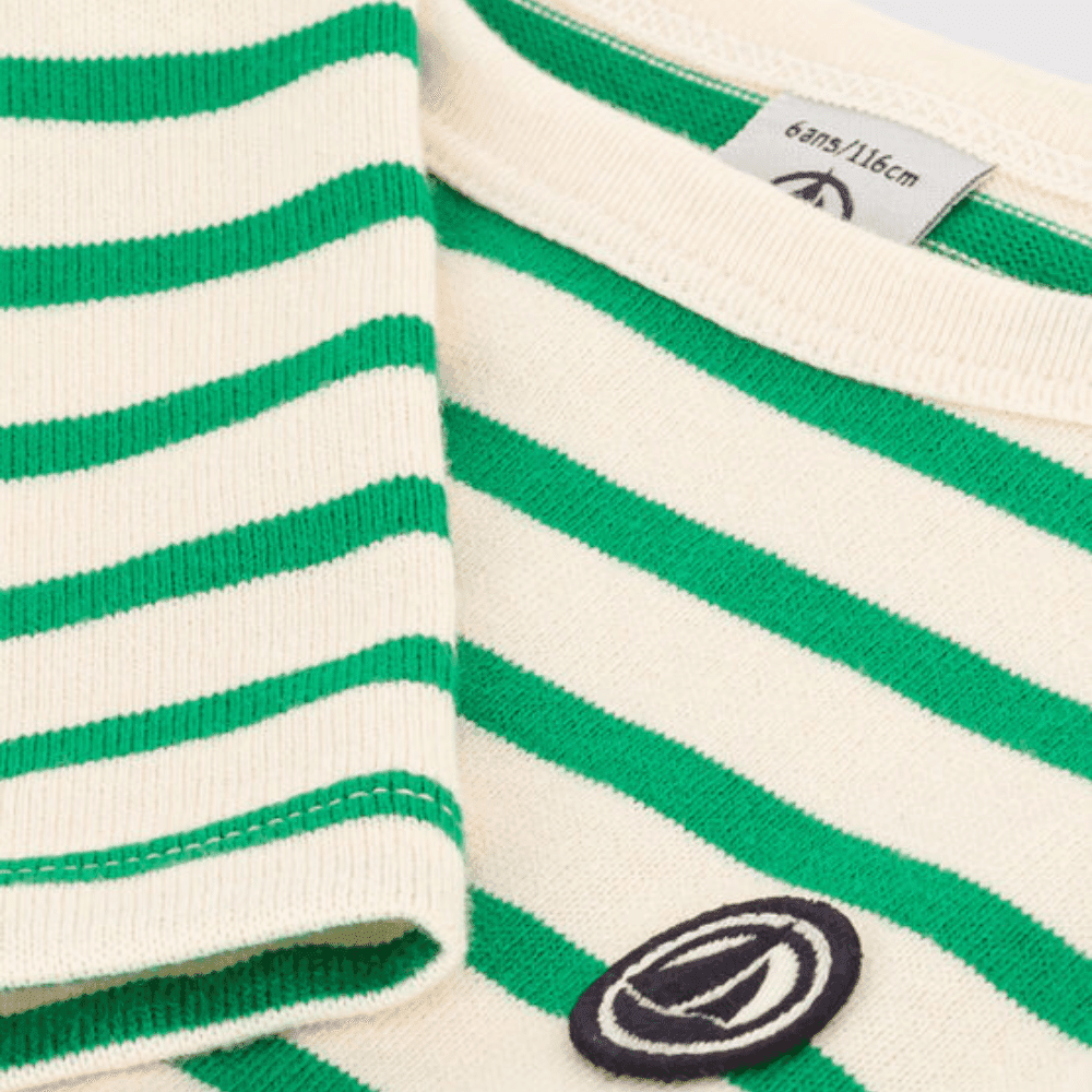 Petit Bateau — Petit Bateau / Langærmet bluse med striber / grøn — alternativt billede