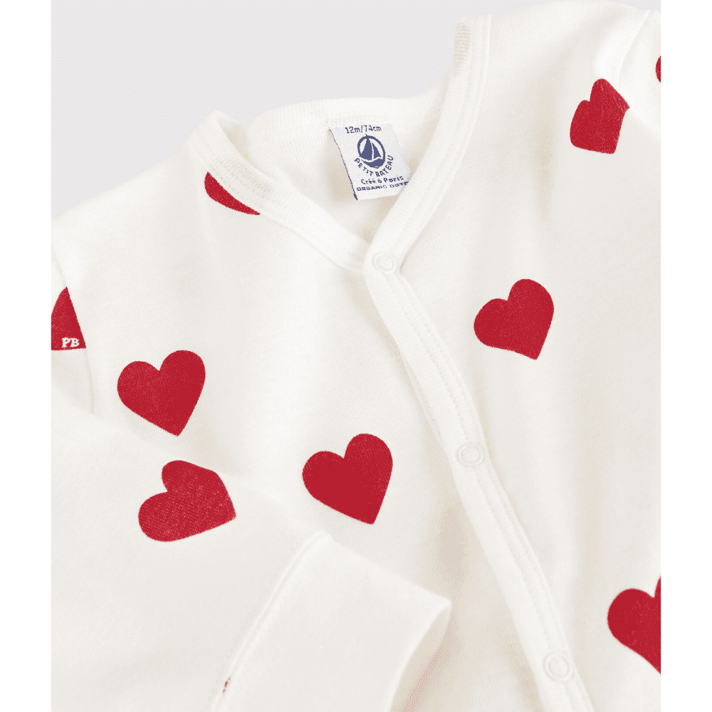 Petit Bateau / Natdragt uden fødder / røde hjerter
