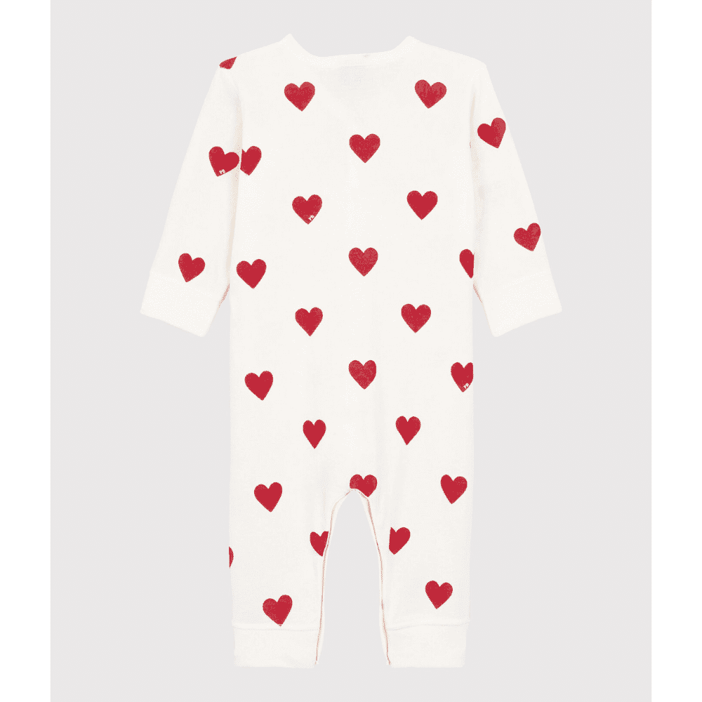 Petit Bateau / Natdragt uden fødder / røde hjerter — billede 2