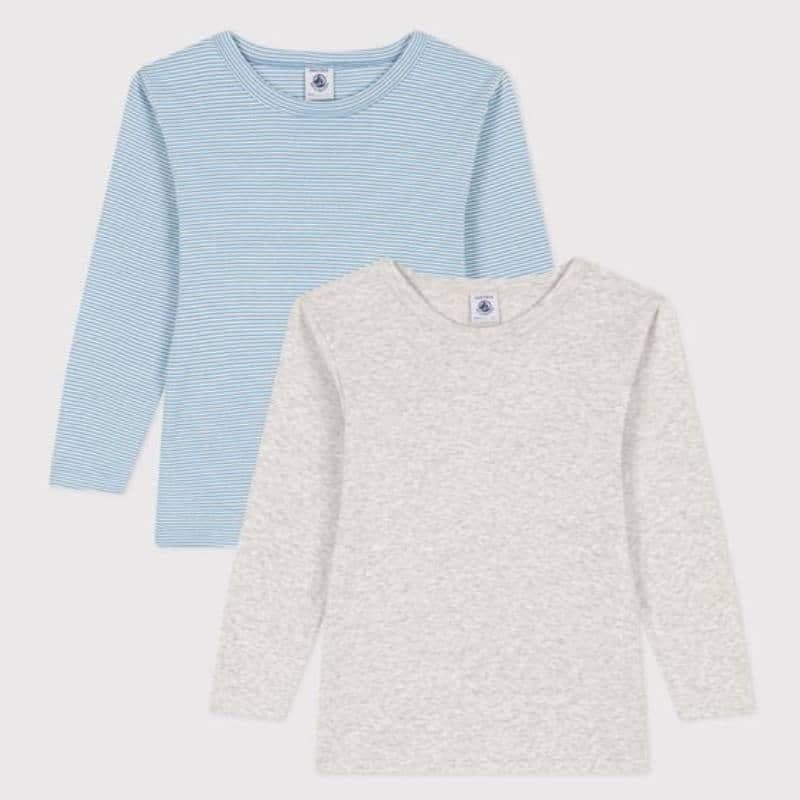 Petit Bateau / 2 pak bluse / blå grå