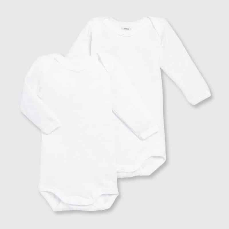 Petit Bateau / 2 pak langærmet body / hvid