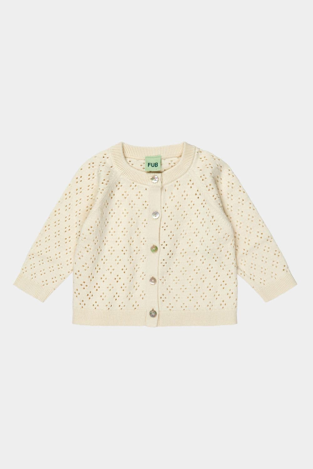 FUB — FUB / Baby Pointelle Bomulds Cardigan / Ecru