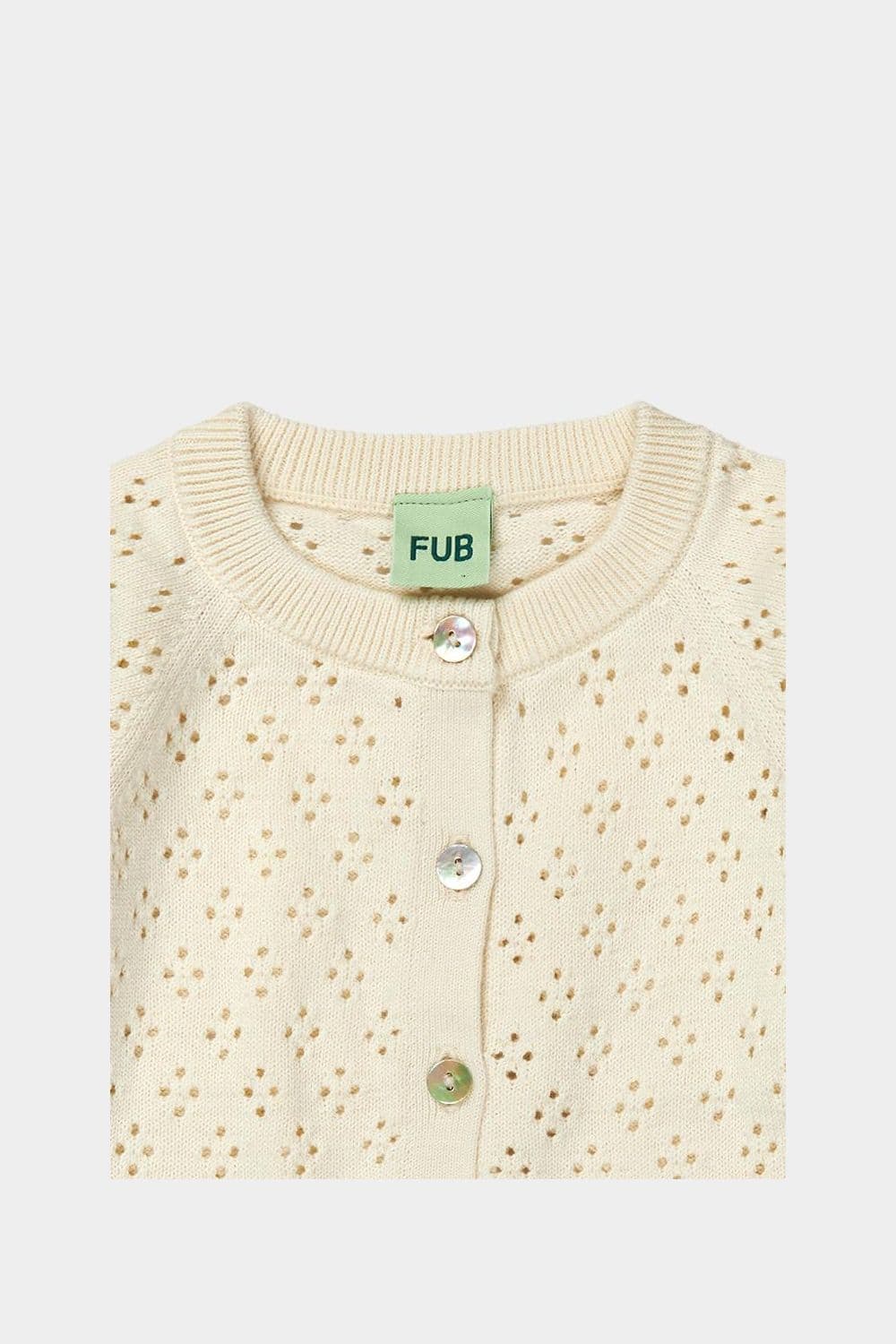 FUB — FUB / Baby Pointelle Bomulds Cardigan / Ecru — alternativt billede