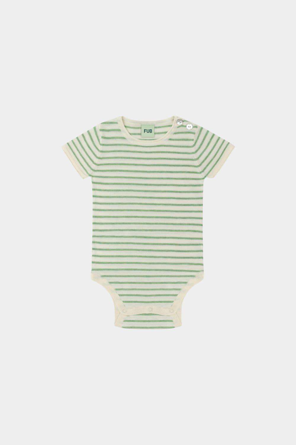 FUB / Baby Kortærmet Stribet Body / Ecru Apple melange