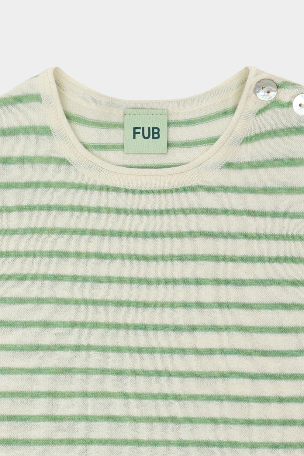 FUB / Baby Kortærmet Stribet Body / Ecru Apple melange — billede 2
