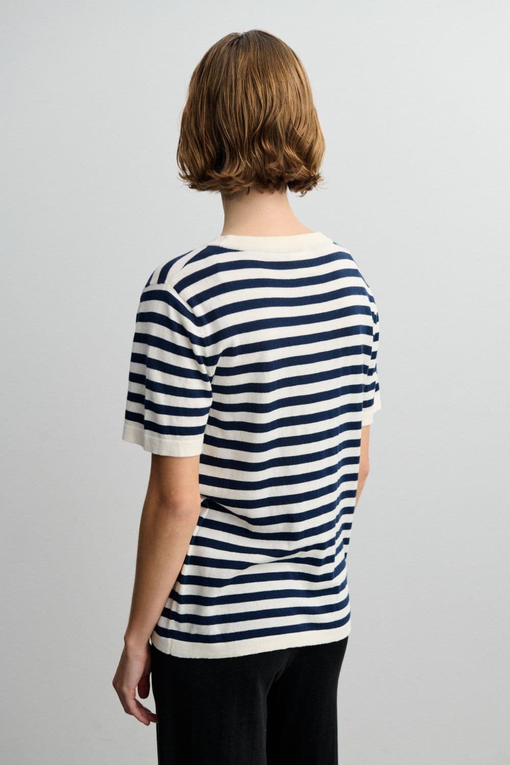 FUB Woman / Bomulds T-shirt / Ecru Dark Navy — billede 3