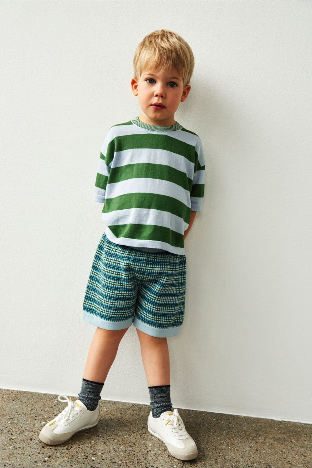 FUB / Stribet oversize t-shirt / Pale blue pine — billede 3