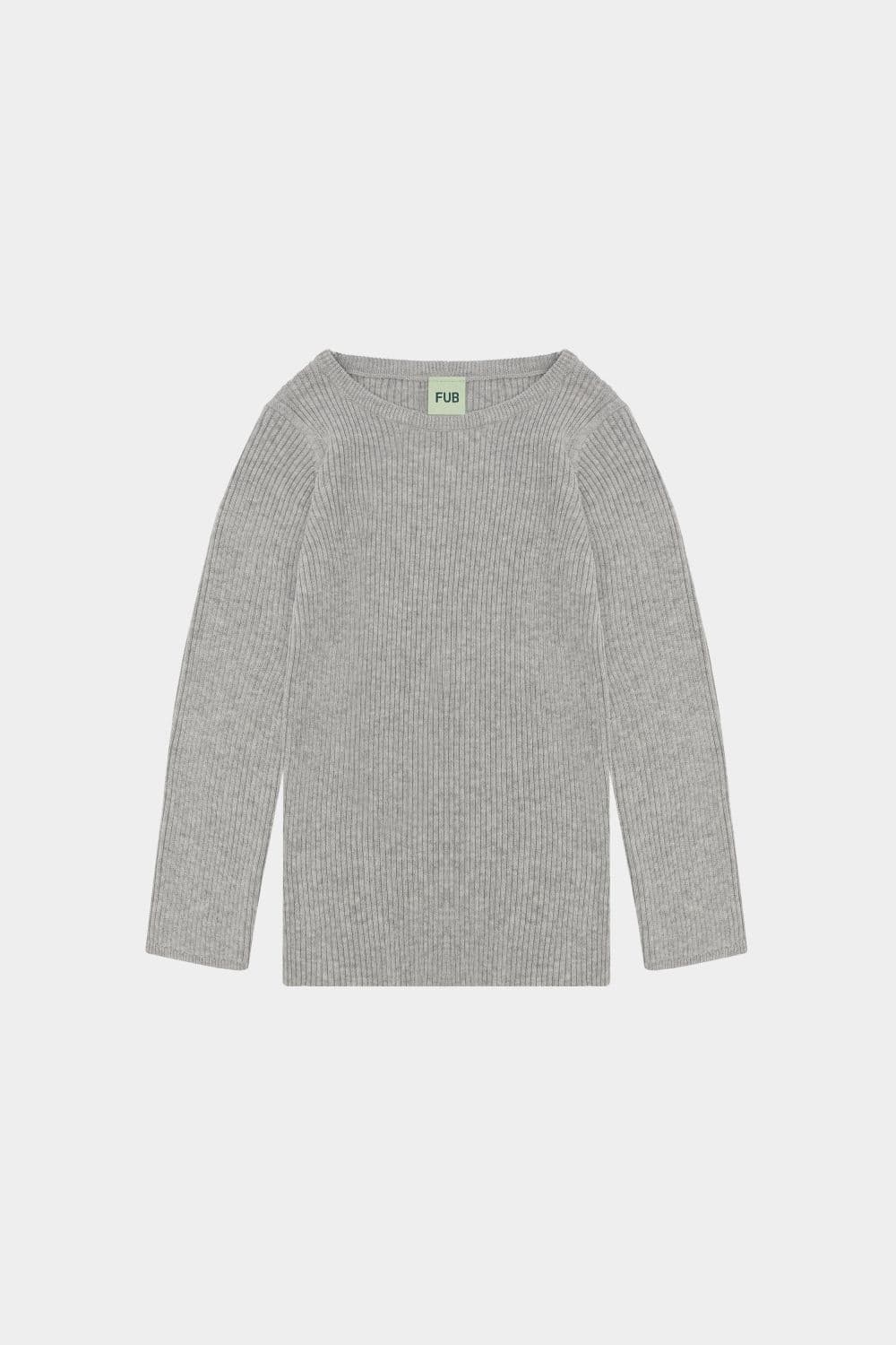 FUB / Rib Bluse / Light Grey Melange