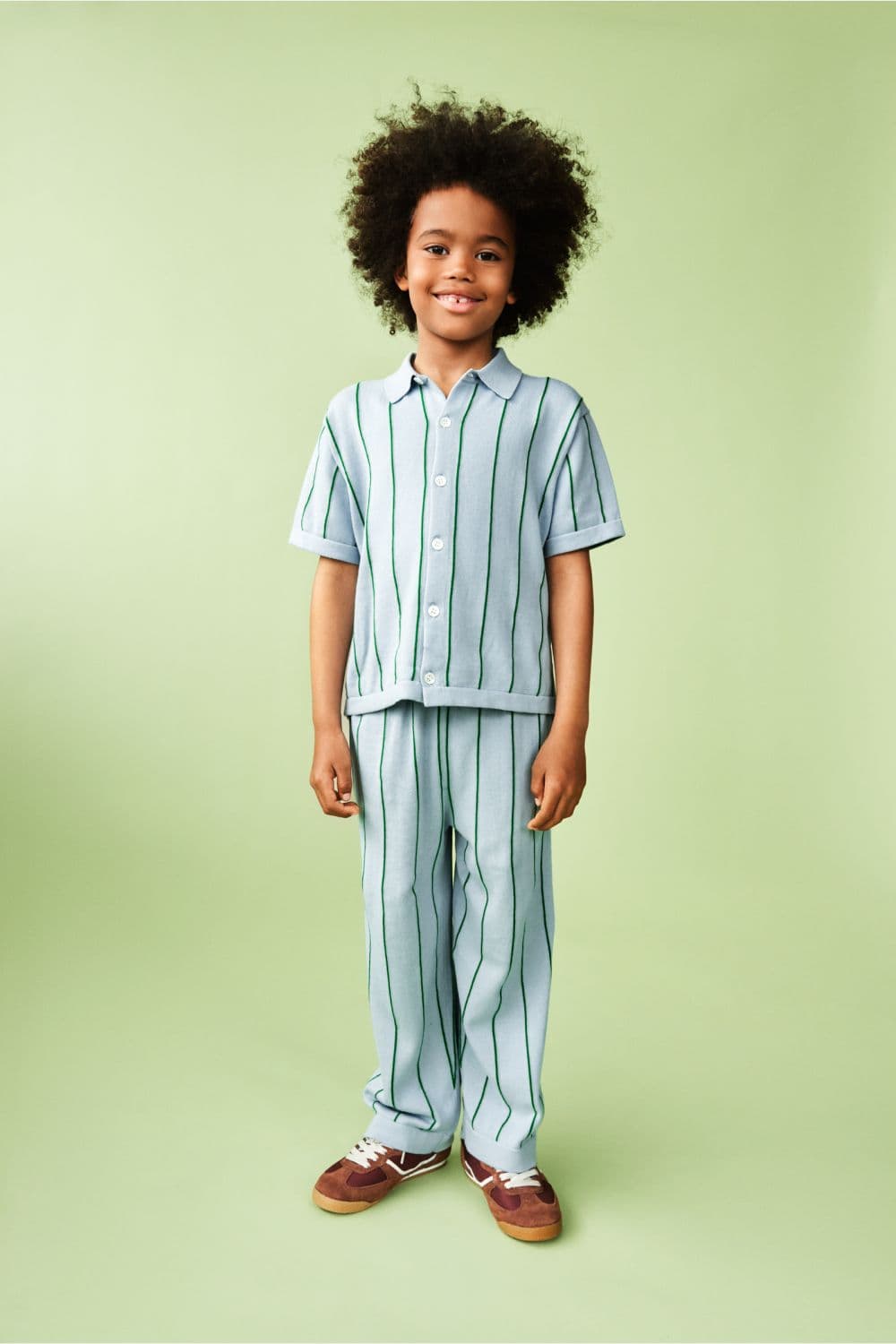 FUB / Stribede Bukser / Pale blue pine — billede 3