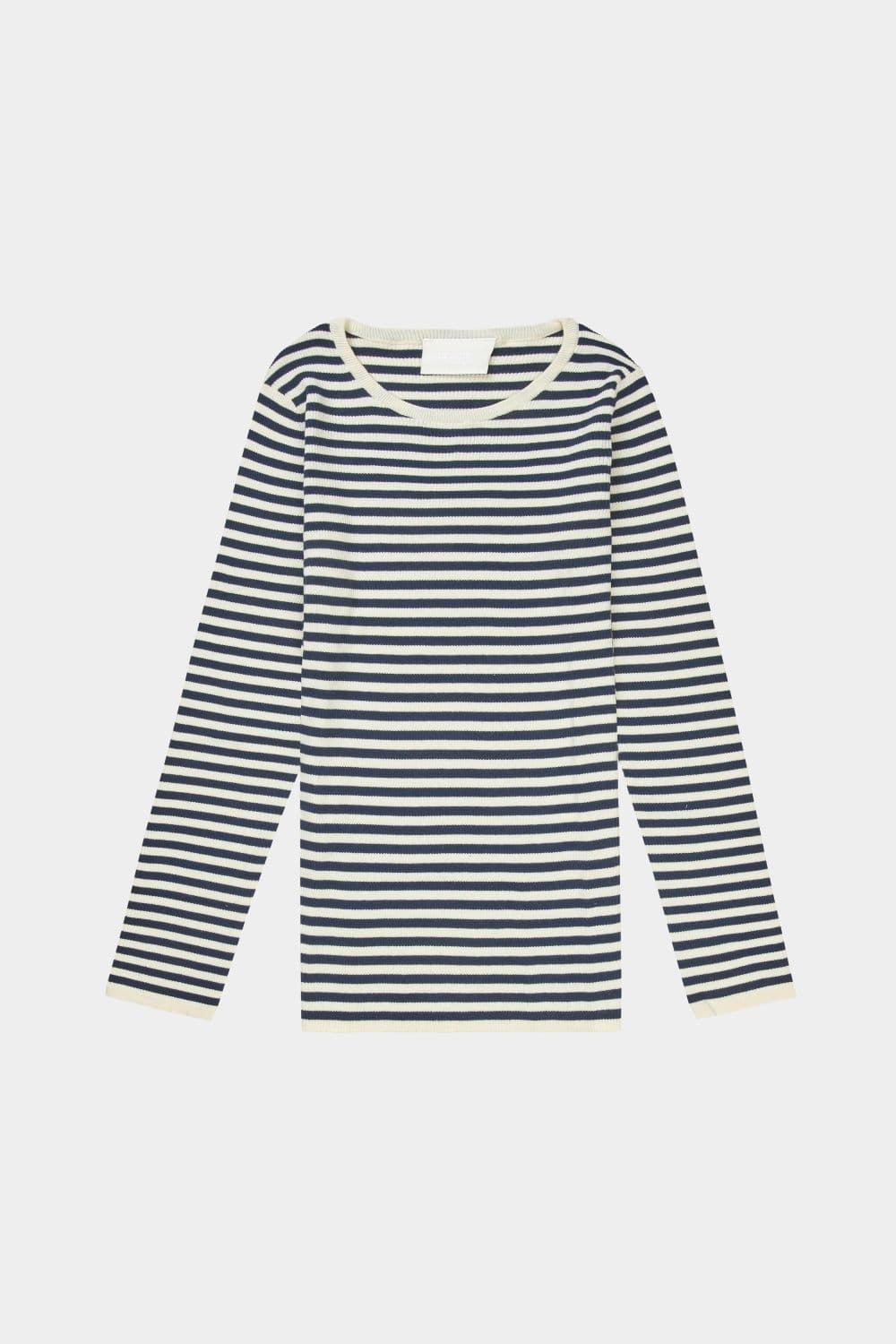 FUB Woman — FUB Woman / Stribet Rib Bomulds Bluse / Ecru Dark Navy