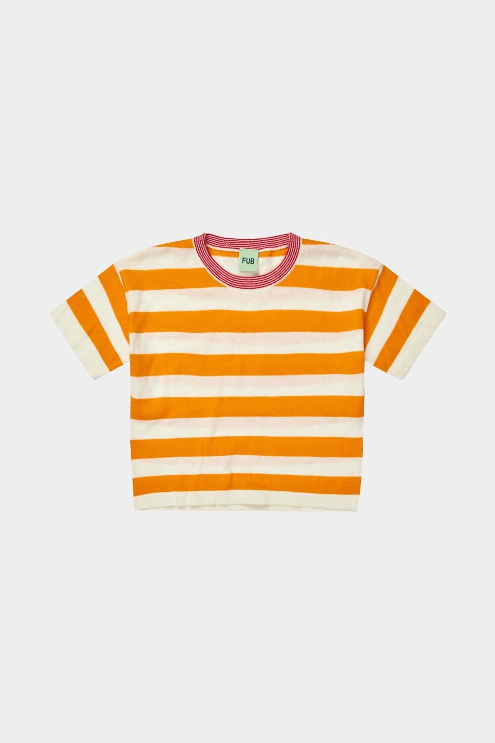 FUB — FUB / Stribet Bomulds T-shirt / Ecru Sunflower